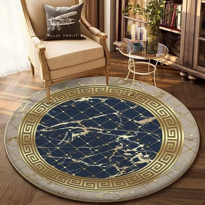 Europees Gouden Luxe Rond Tapijt Woonkamer Sofa Grote Kleden Comfortabel Bedside Antislip Tapijt in Slaapkamer Salontafels Mat 60cm 23.62 in