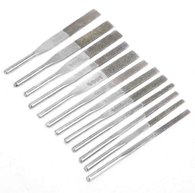 Allecto - 12-delige diamantvijlset - slijpmiddelen - met 3 mm schacht - alternatieve slijping - handige opbergdoos - geschikt voor diverse materialen - zwart - professioneel gebruik