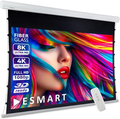 Elektrisch Projectiescherm 100 Inch 16:9 | 221x125 cm | Tension Canvas met Afstandsbediening voor Thuisbioscoop