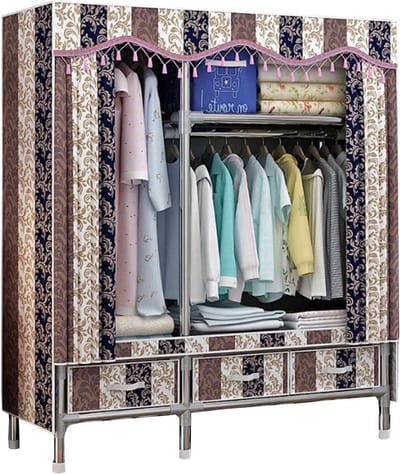 Canvas Kledingkast - Stoffen Kast - Slaapkamer Organiseren - Met Kledingroede - 120x45x168cm - B