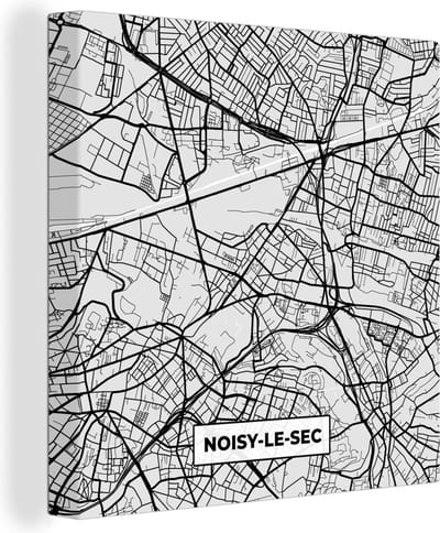 Canvas Schilderij Kaart - Stadskaart - Noisy-le-Sec - Plattegrond - Frankrijk - 20x20 cm - Wanddecoratie