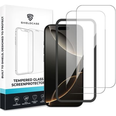 ShieldCase glazen screenprotector geschikt voor Apple iPhone 16 Pro screenprotector - Geleverd met montage frame - 2-pack verpakking - screen protector gemaakt van gehard glas
