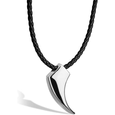 SERASAR Heren Lederen Ketting [Wolf] - Zilver 50cm - Hals Sieraden Hanger