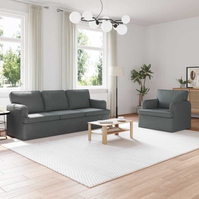 vidaXL Bankstel 2 pcs Donkergrijs 201 x 80 x 85 cm Stof