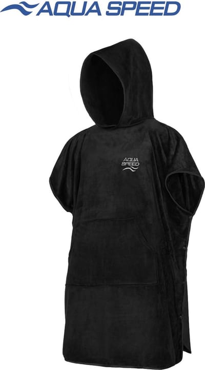 Aqua Speed Mirovezel Poncho Handdoek Volwassenen - voor Zwemmen, Surfen en Meer, Ideaal na Watersporten - Zwart L