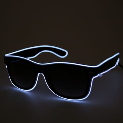 Loud and Clear® LED Bril - Lichtgevend - Festival Bril - Draadloos - Oplaadbaar - Wit