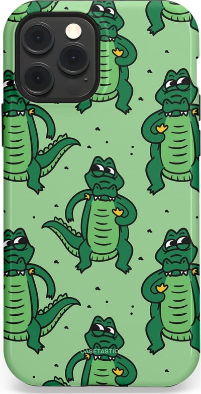 Casetastic hoesje geschikt voor Apple iPhone 12 / Apple iPhone 12 Pro - MagSafe - Dubbellaagse bescherming - Kroko dans - Fashion Case - Mintgroen