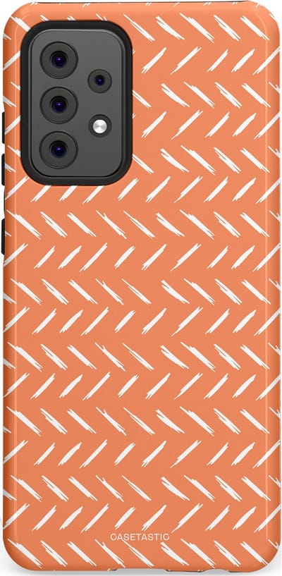 Casetastic hoesje geschikt voor Samsung Galaxy A52 (2021) 5G / Samsung Galaxy A52 (2021) 4G - Dubbellaagse bescherming - Oranje Witte Nederland Cross Patroon - Fashion Case - Terracotta Zand