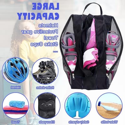 Dailygoods - Tas Volwassenen Rolschaatsentas Zwart IJsschaats Hockey Tas Skischoenentas met verstelbare draagriem Schaatsentas voor ijshockeyschaatsen voor heren dames