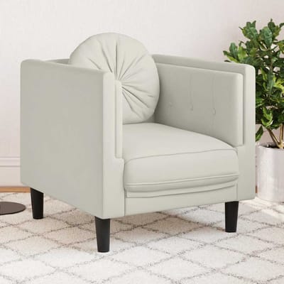 vidaXL - Fauteuil - met - kussen - fluweel - crèmekleurig