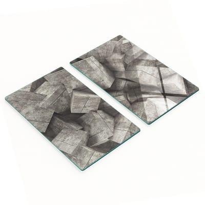 Decoratieve glazen snij- en serveerplanken van beton, kubusvormig, 2x30x52 cm