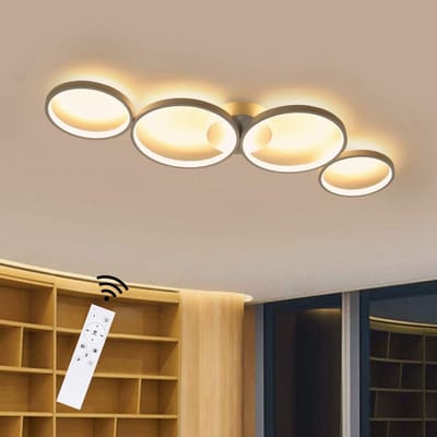 NETTLIFE Plafondlamp LED - 88cm - Wit - 3000-6000K Dimbaar - 55W Plafondverlichting - modern - Ring Design - 4-Lichts - met Afstandsbediening - voor Slaapkamer | Woonkamer | Kantoor | Keuken