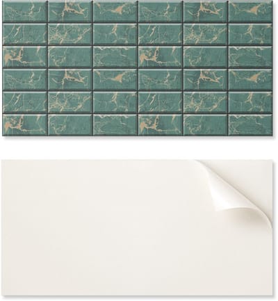 Zelfklevend vinylpaneel voor een tienerkamer, 100x50 cm, marmertegelpatroon.