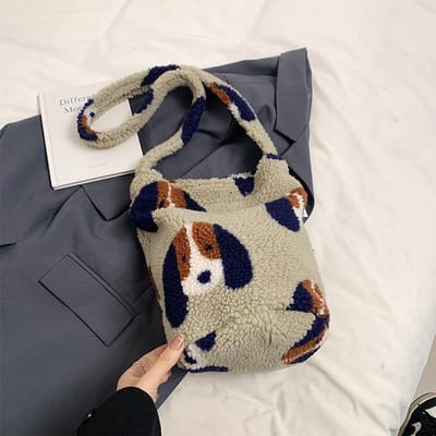 Nieuwe Herfst en Winter Lamswol Fluweel Schoudertas Emmer Tas Grote Capaciteit Reizen Crossbody Retro Etnische Stijl Mao Tote Tas