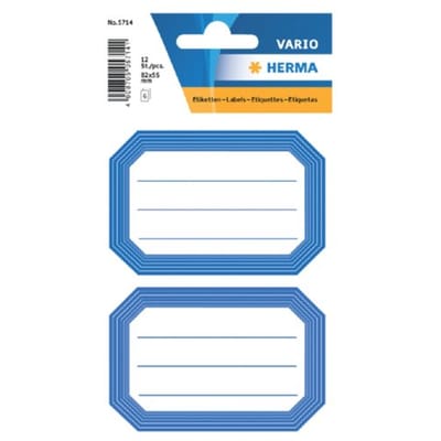 Huismerk Herma 5714 Etiket Schrift 82x55mm Blauw/Wit - Pakje met 6 velletjes stickers