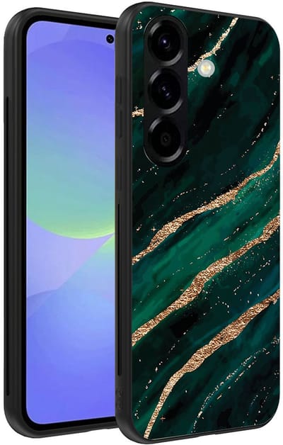 Smartphonica Telefoonhoesje Geschikt voor Samsung Galaxy A36 met marmer opdruk - TPU backcover case marble design - Groen Goud geschikt voor Samsung Galaxy A36
