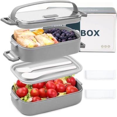 Dailygoods- Broodtrommel 1600 ML - Duurzame Snackbox - Lunchbox voor Volwassenen/Kinderen - Broodtrommel met 2 Vakken - Ideaal voor School/Picknick - Organiseer je Leven
