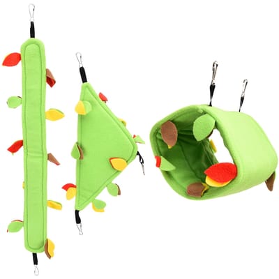 3 stuks Vogelnest Hangmat Hangend Slaapnest Hangende Tunnel voor Suikereekhoorn Eekhoorn Hamster Spelen Slapen green