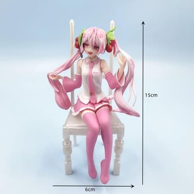 Japanse Anime Hatsune Miku Figuur Sexy Karakter Ornamenten witte roze stoel Kawaii Auto Decoratie Verzamelaar Model cadeau