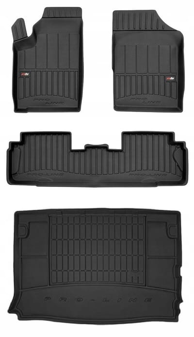 Frogum ProLine Complete Set: Luxe Rubberen Automatten + Kofferbakmat - Geschikt voor CITROEN Berlingo I 1996-2010 - 5-Persoons - Perfecte Pasvorm - Geurloos TPE - Zwart