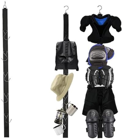 Draagbare hockey-hanger, hockey-kleerhanger om op te hangen, droogrek, hockey-geschenken voor thuis en buiten, ijshockey, skaten, voetbal, camping, vissen, 5 haken (zwart)