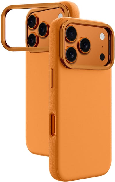AmazingThing Glamour Serie - Hoesje voor mobiele telefoon - iPhone 17 Pro - Polyurethaan Leer - Oranje