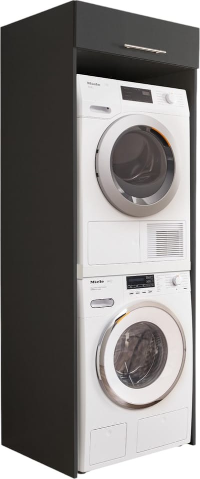 Interiax WASHWALL 'Mary' Wasmachine Ombouwkast Antraciet - Ombouw Meubel voor Droogkast - Met opbergkast - 200x67.5x67.5 cm
