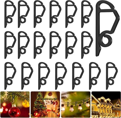 60/120/200 Dakgoot Haken voor Sfeerverlichting, Kerstlicht Clips voor Buitenverlichting, Mini Plastic Houder voor Fairy Lights Bevestiging (Zwart 60x)