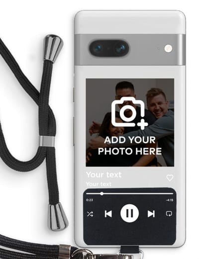 Gepersonaliseerd - Case Company® - Hoesje met koord geschikt voor Google Pixel 7 hoesje met Koord - Music Player - Telefoonhoesje met Zwart Koord - Bescherming aan alle Kanten en Over de Schermrand