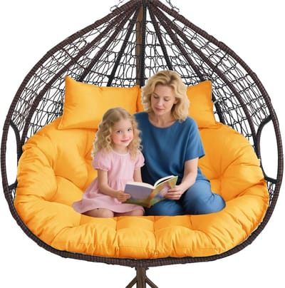 Dubbel Hangstoelkussen - Eivormig Kussen - Buiten Ontspannen - Hoge Elasticiteit PP Katoen - 149x109 Cm - Oranje