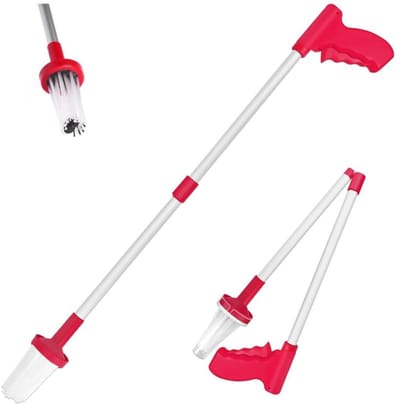 Spinnenvanger - Insectenvanger - Spidercatcher - Opvouwbare Insectenval - Extra Lang Ca. 83 cm - Rode Spinnenvanger Lange Steel - Spinnengrijper Voor Veilig Vangen En Verwijderen Van Spinnen, Kakkerlakken En Wespen
