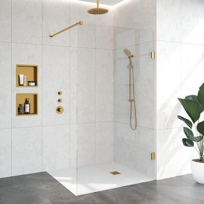 Brauer Void inloopdouche helder glas 120x200 incl. glascoating PVD goud geborsteld