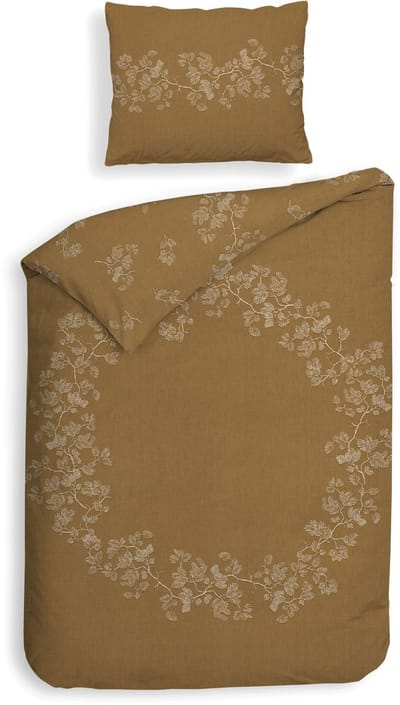 Heckettlane Dekbedovertrek Haruto - Bedlinnen met Takken print - 140x200-220 cm - Geel - Dekbedovertrek van 100% Katoen-Twill