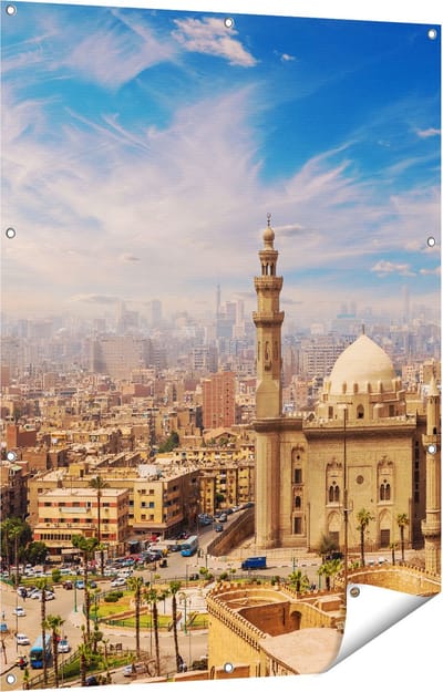 Gards Tuinposter Moskee in Cairo, Egypte - 90x120 cm - Tuindoek - Tuindecoratie - Wanddecoratie buiten - Tuinschilderij