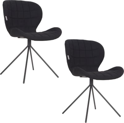 Zuiver OMG Eetkamerstoelen Zwart - Set van 2