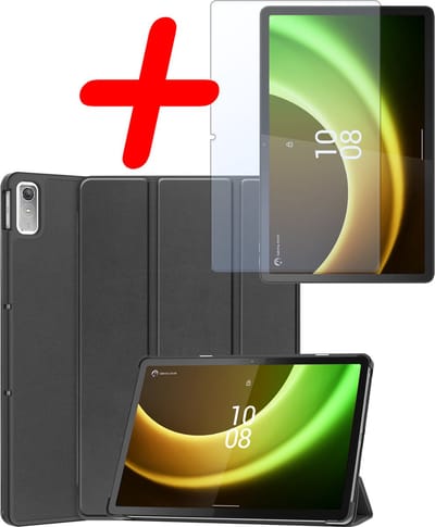 Hoesje Geschikt voor Lenovo Tab P11 (2e / 2nd Generatie) - Met Screenprotector - Trifold Bookcase - Hard Cover - Hardcover Book Case - Tablet Hoes - Zwart