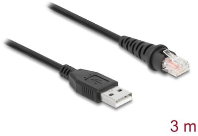 Delock RJ50 to USB 2.0 Type-A Barcode Scanner Cable 3 m