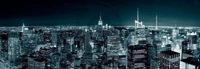 Kunstdruk Shutterstock - Manhatten Skyline at Night 95x33cm