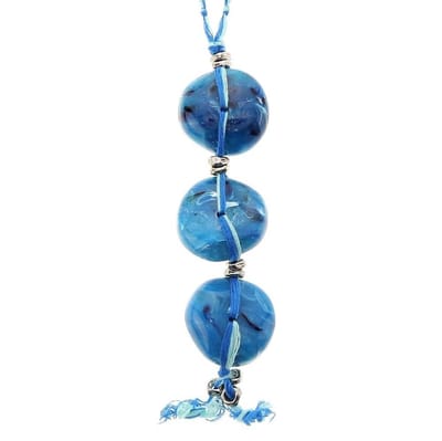 Behave - Ketting Dames Modern Design - Blauw Glas - Lange Hanger