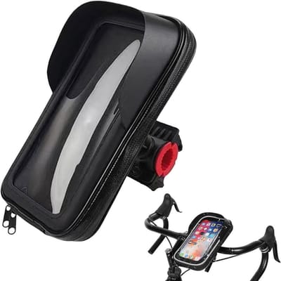longziming -Waterdichte Fiets Telefoonhouder met Regenhoes – 360° Draaibaar – Touchscreen Bediening – Geschikt voor Alle Sturen – Met Opbergruimte en Zonneklep