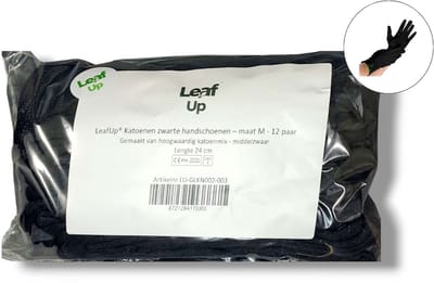 LeafUp® Katoenen handschoenen zwart – maat M – 12 paar