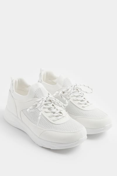 Yours Witte Gebreide Sneakers In Extra Brede Eeepasvormsize 41EEE