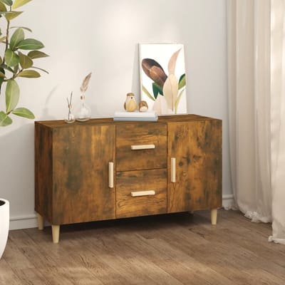 vidaXL - Dressoir - 100x36x60 - cm - bewerkt - hout - gerookt - eikenkleurig