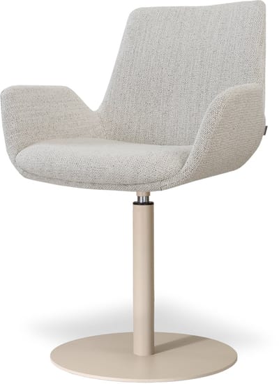 Nolon Niva-Eef Draaibare Tulp Eetkamerstoel Beige Gemêleerd - Beige Onderstel - Japandi - Stoffen