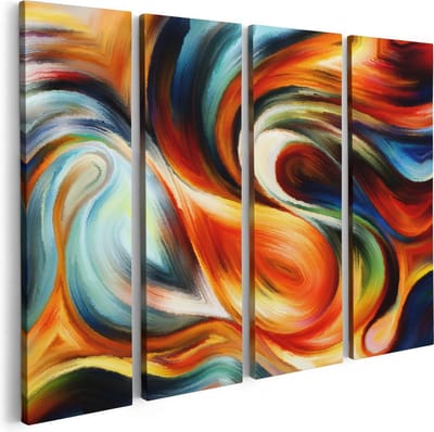 Artaza Canvas Schilderij Vierluik Abstracte Kunst van Kleurrijke Verf - 80x60 - Foto Op Canvas - Canvas Print