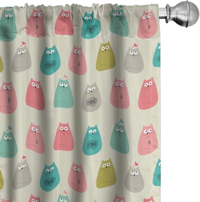 ABAKUHAUS katten-gordijnen – 2-delige set – 75 × 225 cm – microvezel