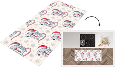 Keukenloper - Loper keuken - Rat - Kerstcadeau - Kinderen - Kerst - Patronen - 120x50 cm - Keukenloper vinyl