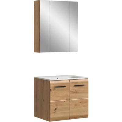 Furnilux Badcombinatie met wastafel en spiegelkast artisan oak look 60 cm breed