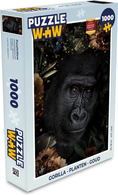 Puzzel Gorilla - Planten - Goud - Legpuzzel - Puzzel 1000 stukjes volwassenen