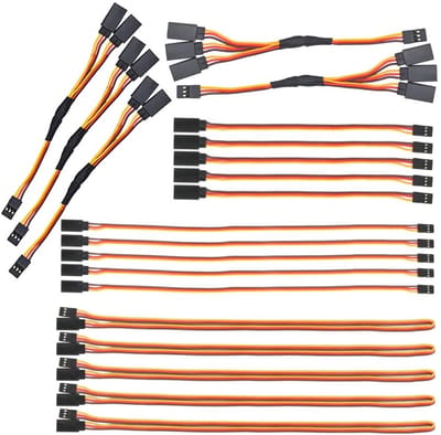 20 Stuks JR Style Servo Verlengkabels en Splitters voor RC Vliegtuigen en Modellen, 3Pin, 4" tot 12" Lengtes